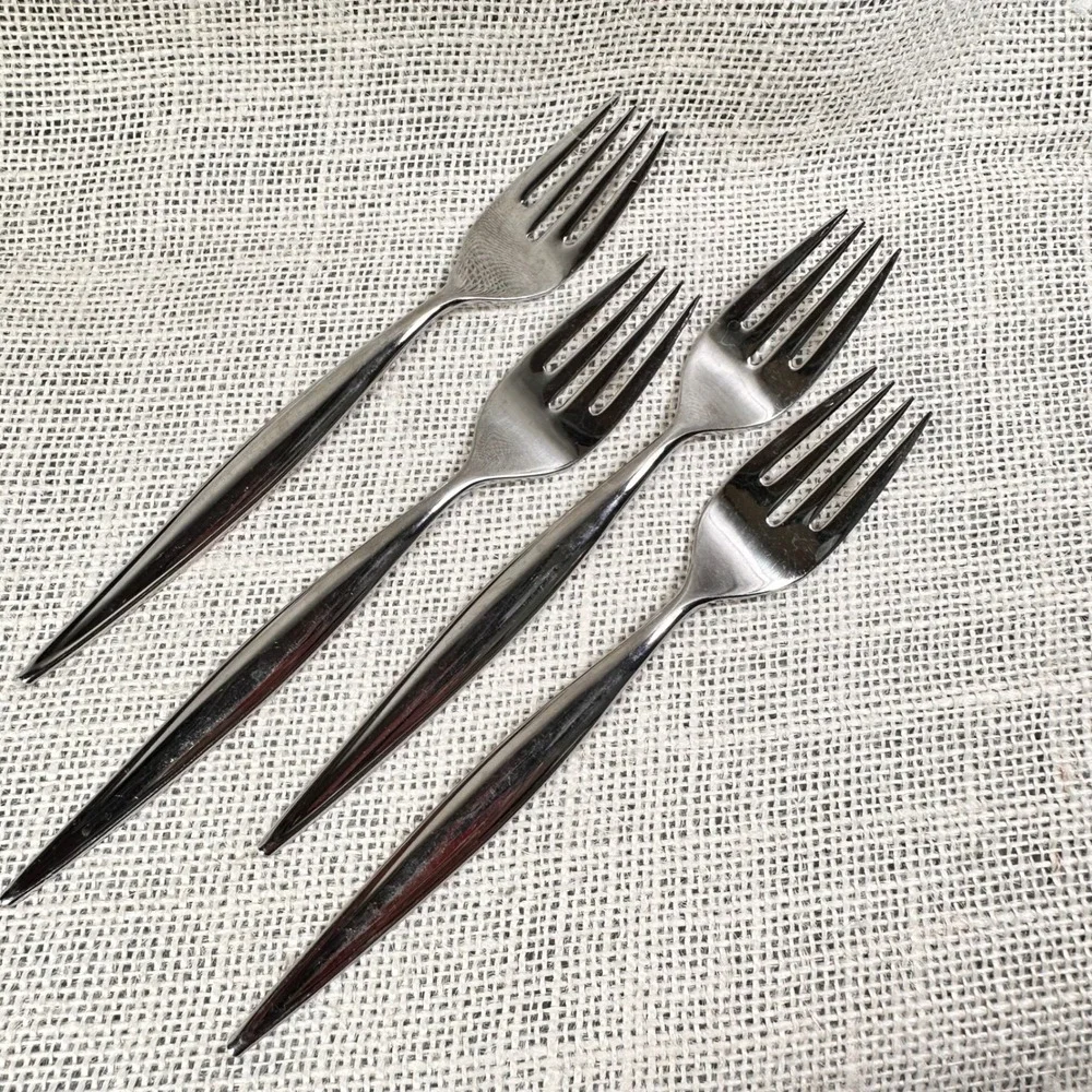 EbbTide Stainless USA Salad Forks Set of 4 Mid Century Modern Flatware replace